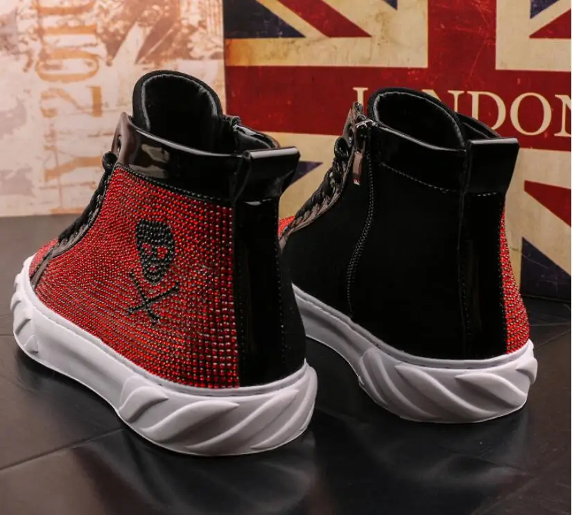 Высококачественная модная мужская обувь в британском стиле; мужская повседневная Роскошная обувь со стразами; мужская обувь на резиновой подошве с красной черной подошвой