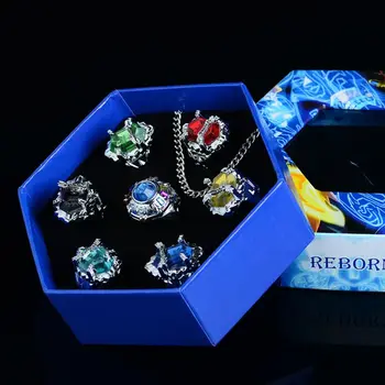 

7Pcs/Set Katekyo Hitman Reborn Vongola Alloy Rings Anime Cosplay Fashion Jewelry
