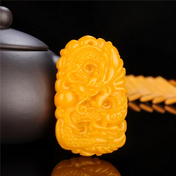 

Natural Yellow Hand Carved Dragon Jade Pendant for Men and Women Yellow Dragon Jade Pendant 12 Zodiac Dragon Necklace