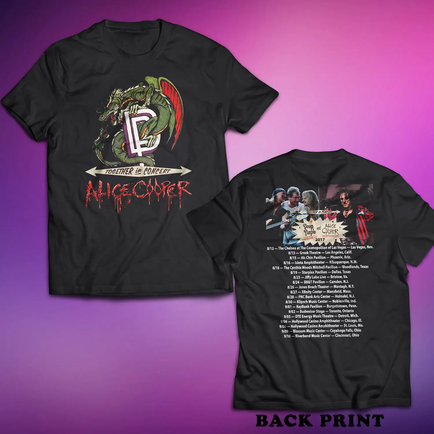 Limited Deep Purple & Alice Cooper Tour Dates 2019 Black T-Shirt Size S-5XLNEW Fashion T Shirts streetwear  hip hop  men tshirt