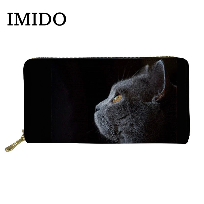 IMIDO пользовательский кошелек Chartreux Cat 3D Принт Кошелек женский длинный кожаный водонепроницаемые кошельки милый кошелек и дизайнерский кошелек Carteras - Цвет: WLL1654Z21