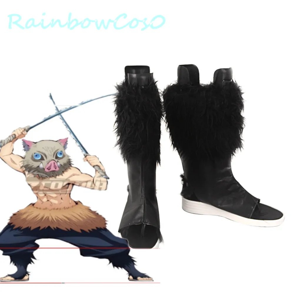 

RainbowCos0 Free Ship Cosplay Shoes Demon Slayer Kimetsu no Yaiba Hashibira Inosuke Boots Game Anime Halloween