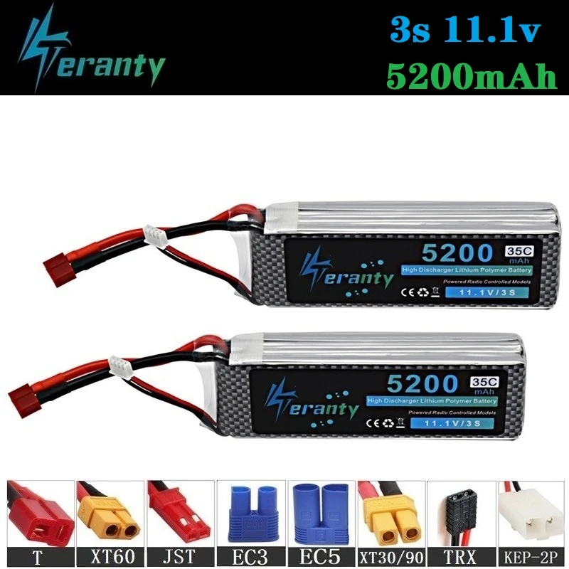 

100% Capacity 3S 11.1v 5200mAh 35C LiPo Battery For RC Drone RC Cars RC Robots RC Boats toy 11.1v Rechargeable Lipo Battery 2pcs