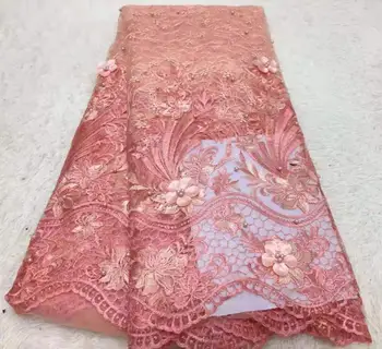 

Pink 2019 Latest French Nigerian Laces Fabric High Quality Stones Tulle African Laces Fabric Wedding African French Cord Lace
