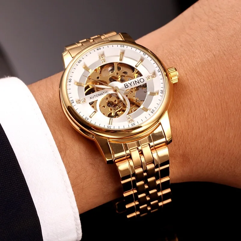 

Watch Men's Fully Automatic Analog Watch Porous Waterproof Casual Fashion Stylish Steel Belt MEN'S Watch