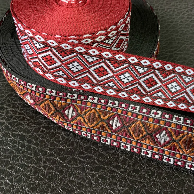 2M Boho Jacquard Ribbon Trim Ethnic Ribbon Red Jacquard Braid Trim for  Sewing, Handmade Bag, Clothing Decoration 3CM Wide - AliExpress