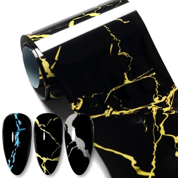 

1 Bottle Marble Texture Pattern Nail Foil Nail Art Decoration Black Series Adhesive Nair Art Sticker Slider 4*100 CM