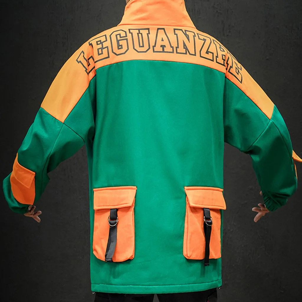 Мужской осенний Повседневный модный однотонный пуловер с капюшоном и карманом, спортивное пальто