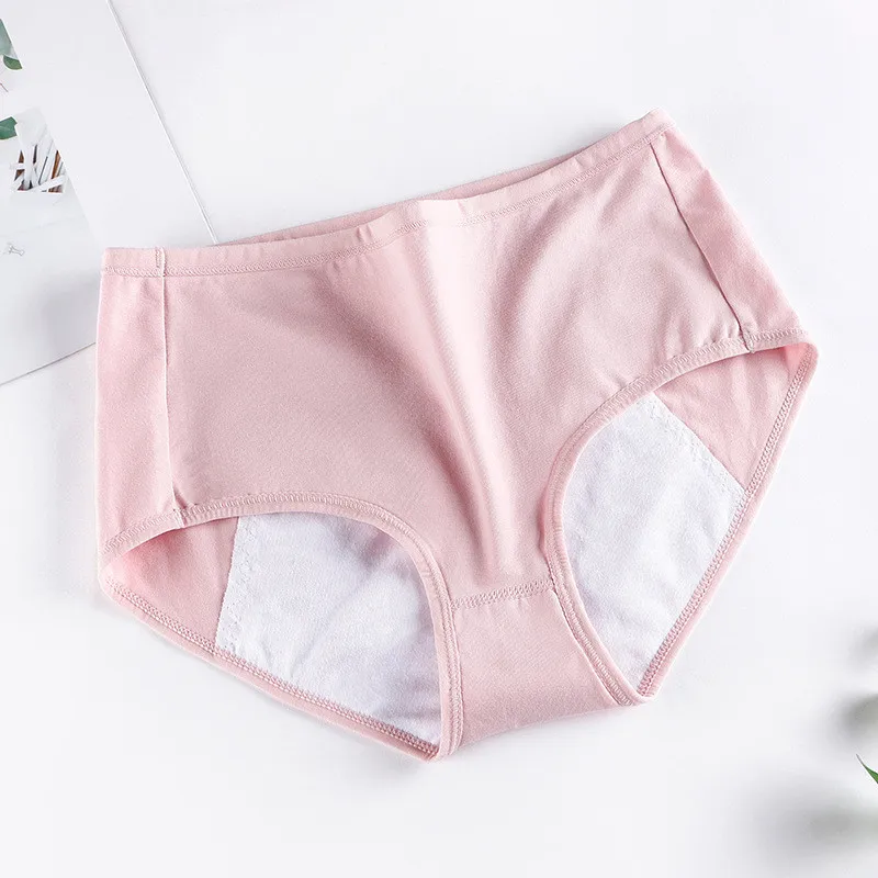 Pink Apocalal менструальные трусики герметичные с высокой талией однотонные трусики женские менструации нижнее белье женские хлопковые дышащие трусы - Цвет: Pink
