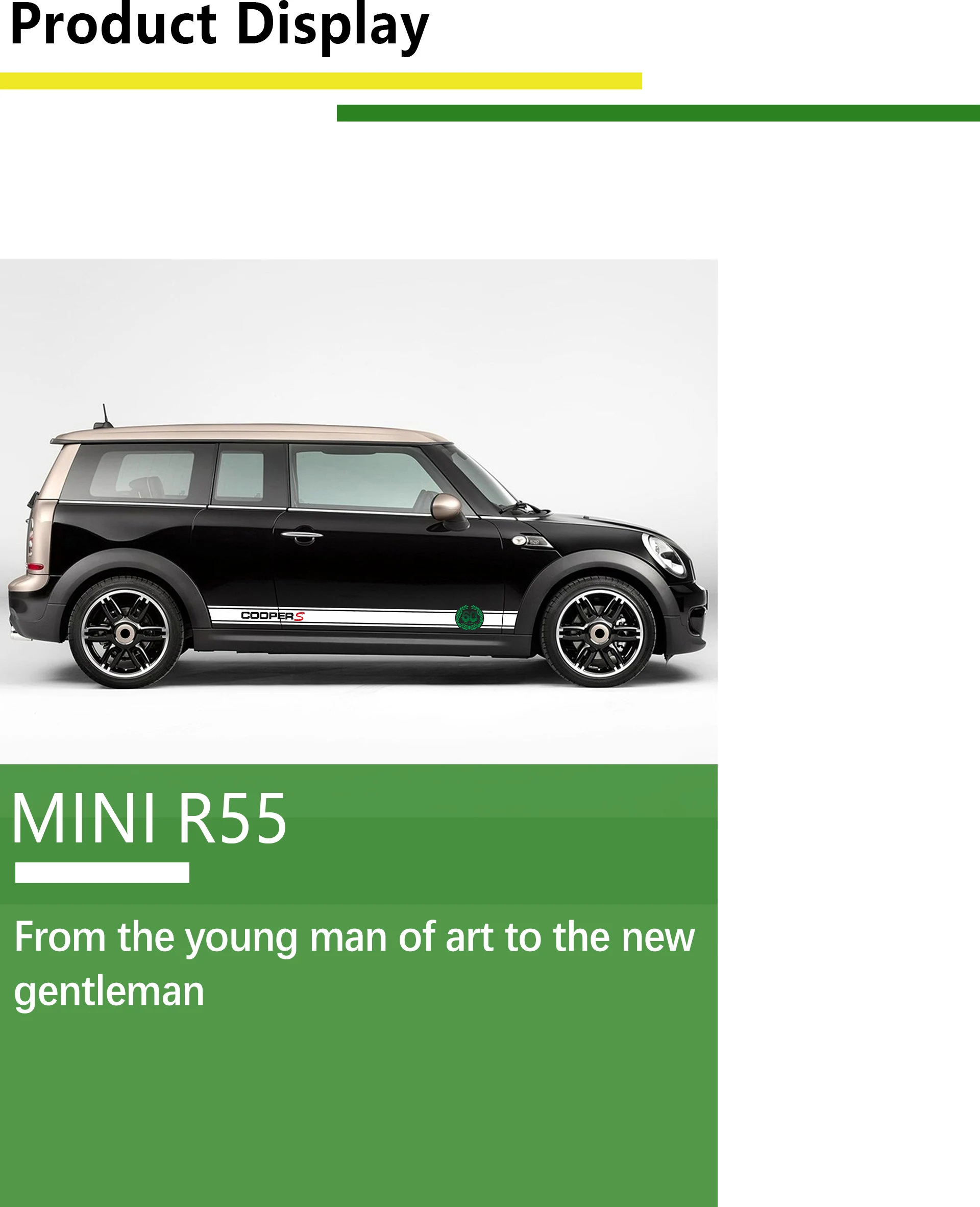 2 шт. 60-летия двери автомобиля боковые полосы Наклейка для MINI Cooper S One JCW R50 R52 R53 R55 R56 R57 R58 R59 R60 R61