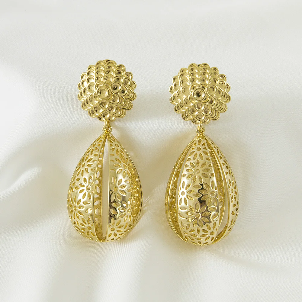 

Nigerian Dubai Arabic Wedding Jewelry Long Earrings For Women African Bridal jewellery