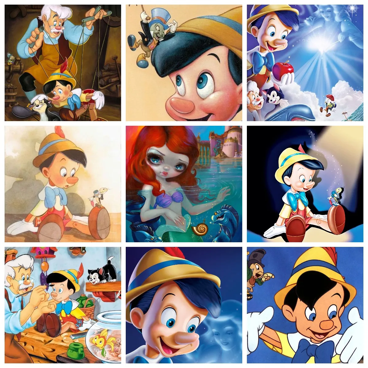Картина из мультфильма Disney Пиноккио алмазная 5D Вышивка крестиком мозаика с