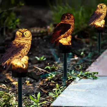 

Solar Owl Lamp Outdoor IP55 Waterproof Garden Lawn Landscape Resin Intelligent Optical Control Decorate Decoration Lighting