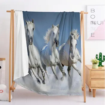 

2020 New horse animal Custom blankets Large and small size throw blanket tapestry sleeping blanket flannel blanket bedding