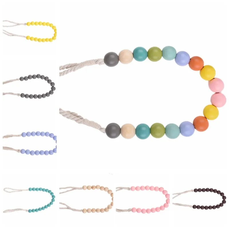 Decorative Rainbow Color Wood Beads Curtain Wood Bead Hanging Belt Curtain Free Install for Home Hotel Curtain Accessories H1 x