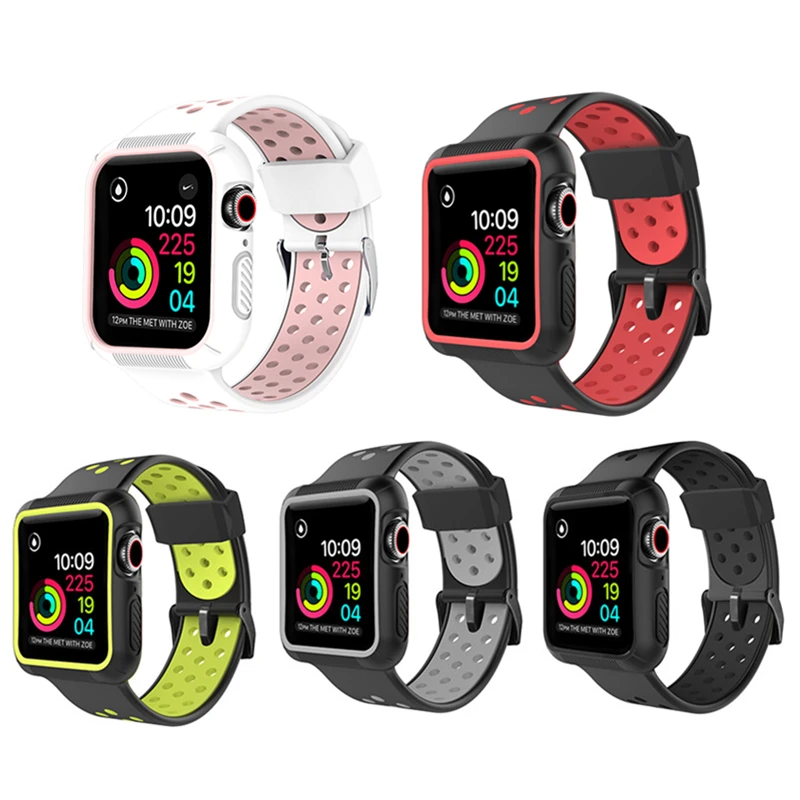 Ремешок для часов apple watch series 5 band 40 мм 44 мм спортивный силиконовый мягкий ремешок чехол комбинация для iWatch series5 браслет