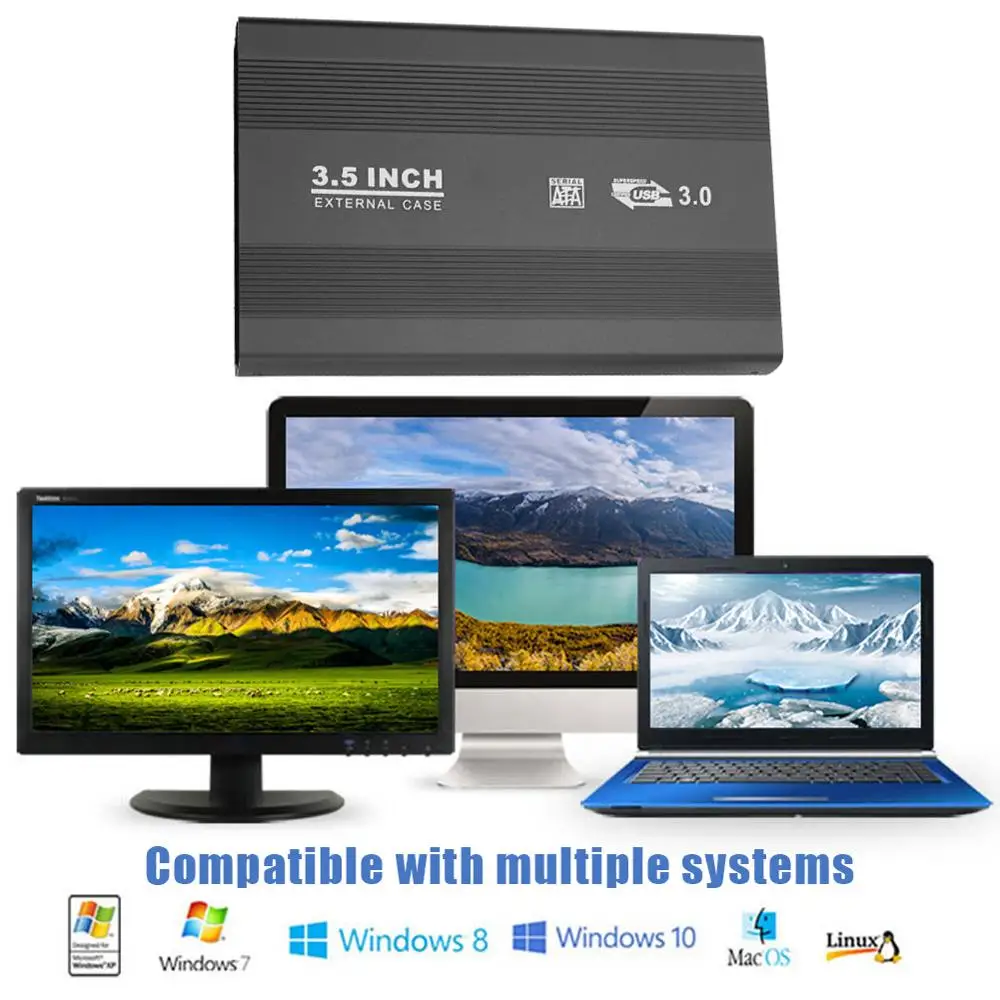 3,5 дюйма USB3.0/USB2.0 SATA HDD SSD Box 3,5 дюйма usb sata внешний корпус алюминиевый сплав корпус для жесткого диска UK Plug