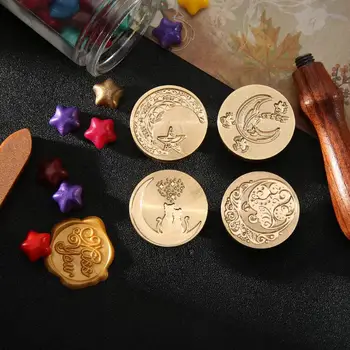 

Retro Fire Paint Seal Wax Seal Stamp Wooden Handle Brass Head Sealing Wax Stamps For Wedding Invitation Signature Kids Toy