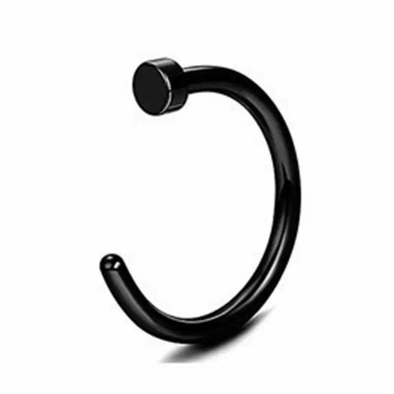 1pc Black Горячая распродажа 1 шт. из нержавеющей стали Модные клипсы кольцо для носа для женщин мужчин и девочек простые не проколы серьги ювелирные изделия для тела - Окраска металла: 1pc Black