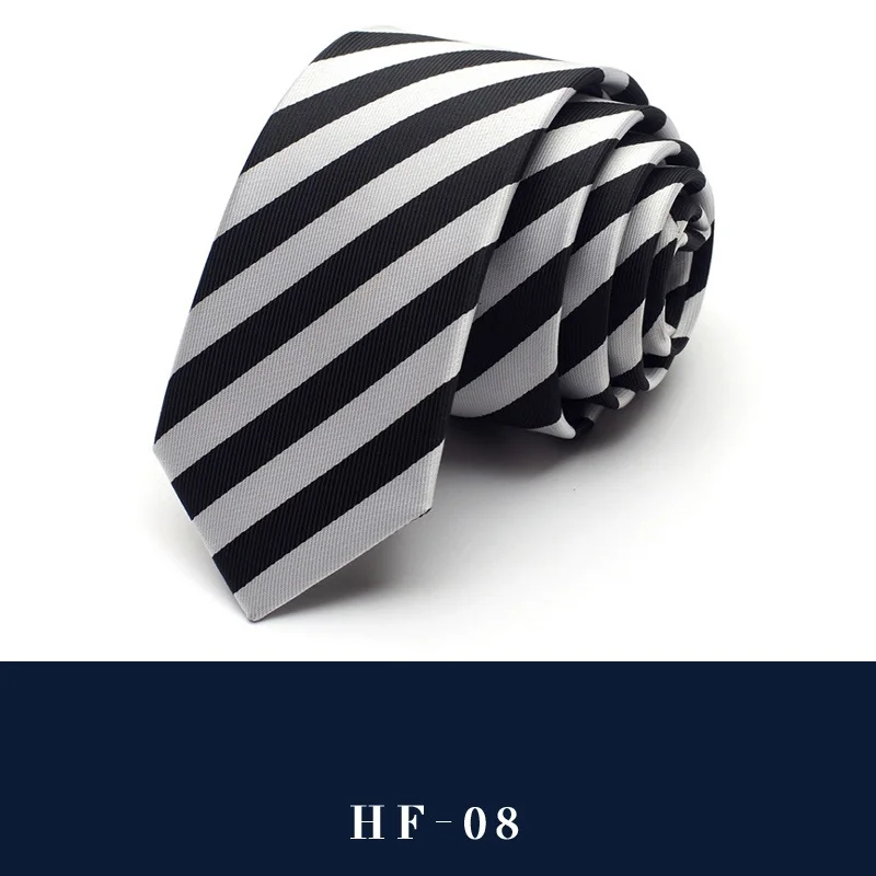 Высокое качество, новинка, шелковые свадебные галстуки для мужчин, тонкий галстук 6 см, дизайнерский бренд, 2,36 дюймов, черный шейный галстук с подарочной коробкой - Цвет: HF-08