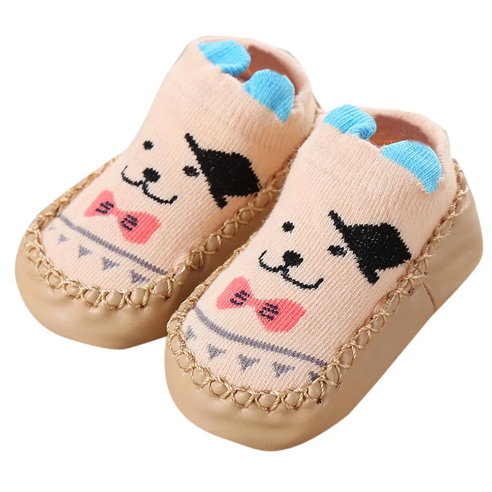 Детская обувь носочки носки-тапочки с мультяшными ушками для новорожденных мальчиков и девочек Нескользящие носки для малышей обувь для малышей chaussure enfant