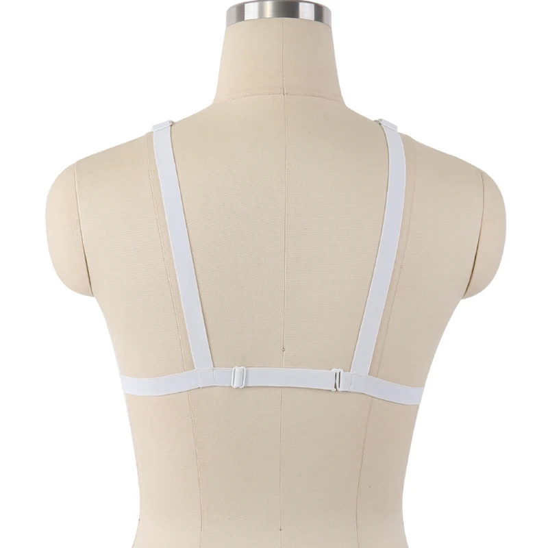 Pentagram Body Harness White Wedding Bondage Lingerie Open Chest Cage Bra Sexy Harness Woman Rave Harness Bra Body Belt
