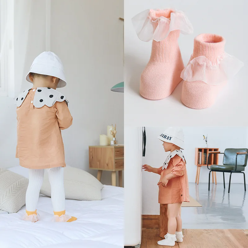 Emmababy хлопковые носки для новорожденных от 0 до 2 лет кружевные носки принцессы из чесаного хлопка для девочек, весенне-летние носки для малышей