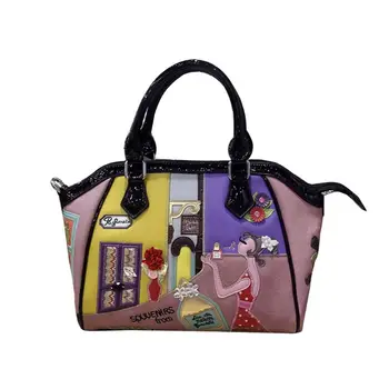 

Women Lady PU Leather Patchwork Shoulder Messenger Bag Embroidery Crossbody Tote Handbag L9BE