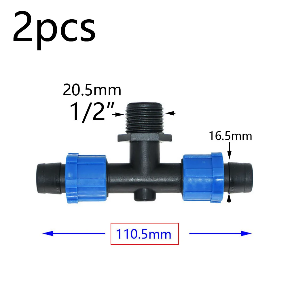 2pcs 16mm Micro Irrigation Drip Tape Connectors Tee Repair Elbow End Plug Tap Fittings Locked Hose Joints Greenhouse Coupler