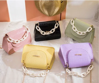 

Crocodile pattern small bag 2020 female bag new shoulder messenger bag iron chain fashion handbag chain mobile phone bag bags