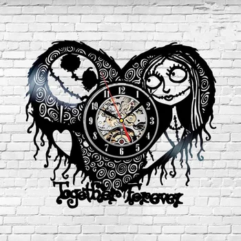

LED Wall Clock Modern Design Nightmare Before Christmas Hanging Clock Vinyl Record Watch Wall Clocks Home Decor