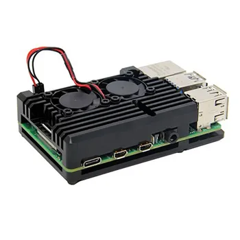 

For Raspberry Pi 4B Case Aluminum Alloy Shell Heat Sink DIY Unfinished (With Dual Fans)