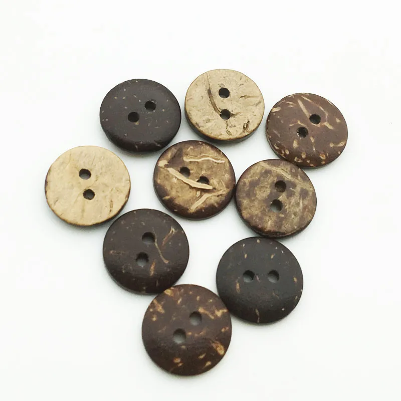 12mm 50PCS Natural Eco-friendly Coconut Shell Wood Button For Clothing 2Holes Children Scrapbook Decorative Sewing Accessories