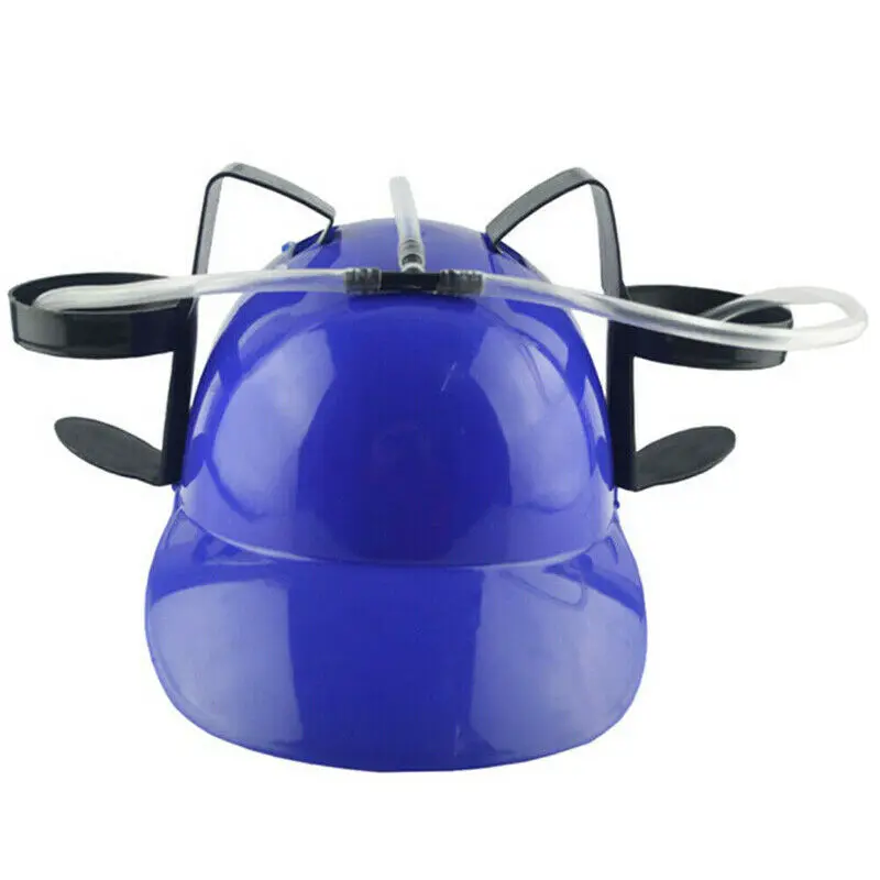 Новые шляпы от солнца Новинка Хэллоуин экзотический пивной И Содовой шлем пьяницы и шляпа для напитков Новинка Handsfree напиток игрушка - Цвет: Синий
