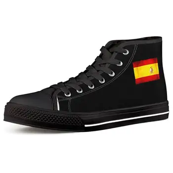 

Classic Sneakers Men High Top Canvas Shoes Spanish Flag Print Lace-Up Flat Vulcanize Shoes Custom Image Zapatos De Hombre Spain