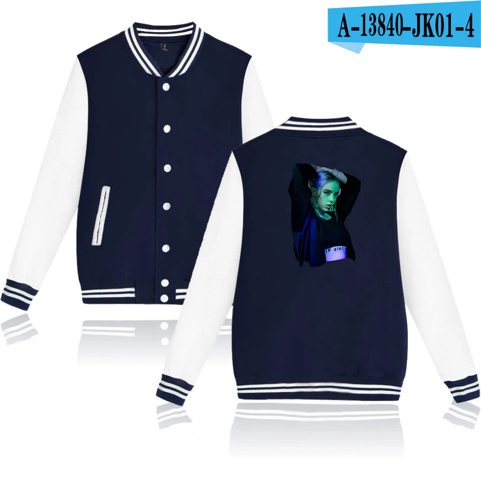 Hot Billie Eilish Baseball Jacket women Men fashion casual girls warm Sweatshirt comfortable Baseball Jacket white+pink clothing - Цвет: As picture
