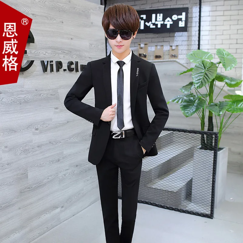 

Small Suit Set MEN'S Coat Autumn Korean-style Slim Fit Fashion Handsome Students Leisure Suit Spring And Autumn Three-piece Set