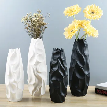 

Nordic Modern Simple Ceramic Vase Tabletop Black White Dried Flower Containers Home Decor Desktop Decorative Vase Wedding Gifts