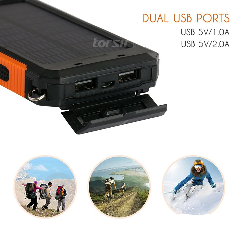 anker powercore 20000 Solar Power Bank 20000mAh Waterproof Portable Solar Charger Powerbank External Battery Pack Power Bank with LED Camping Light power bank 30000mah