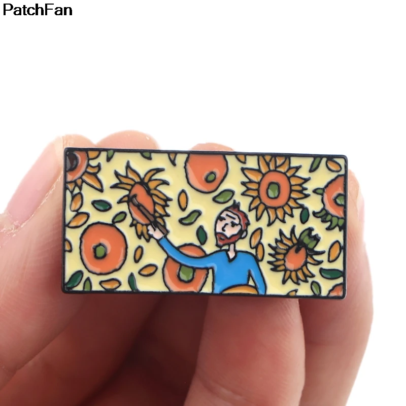 Patchfan Винтаж &quotВан Гог&quot &quotПодсолнухи Картина маслом шпильки рюкзак одежда