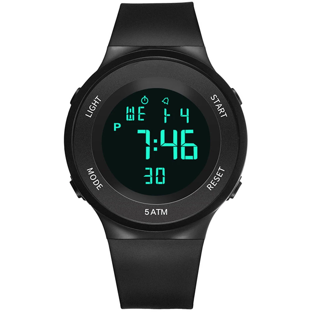 

Quartz Wrist Waterproof Sports Style LED Backlight Luminous Alarm Students Watch Calendar ABS Multifunctional Gift Time