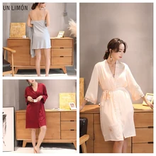 Шелковый халат, женская одежда для сна, Женский Сексуальный Атласный халат, ночнушка, одежда для сна, ночная рубашка, сексуальные халаты, наборы