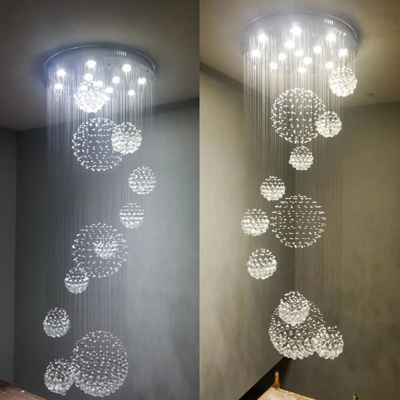 Modern Large Chandelier 13PCS Lustre Crystal Ball Design Chandeliers Large Lustres De Cristal Lights D80xH300cm Guarantee 100% round chandelier