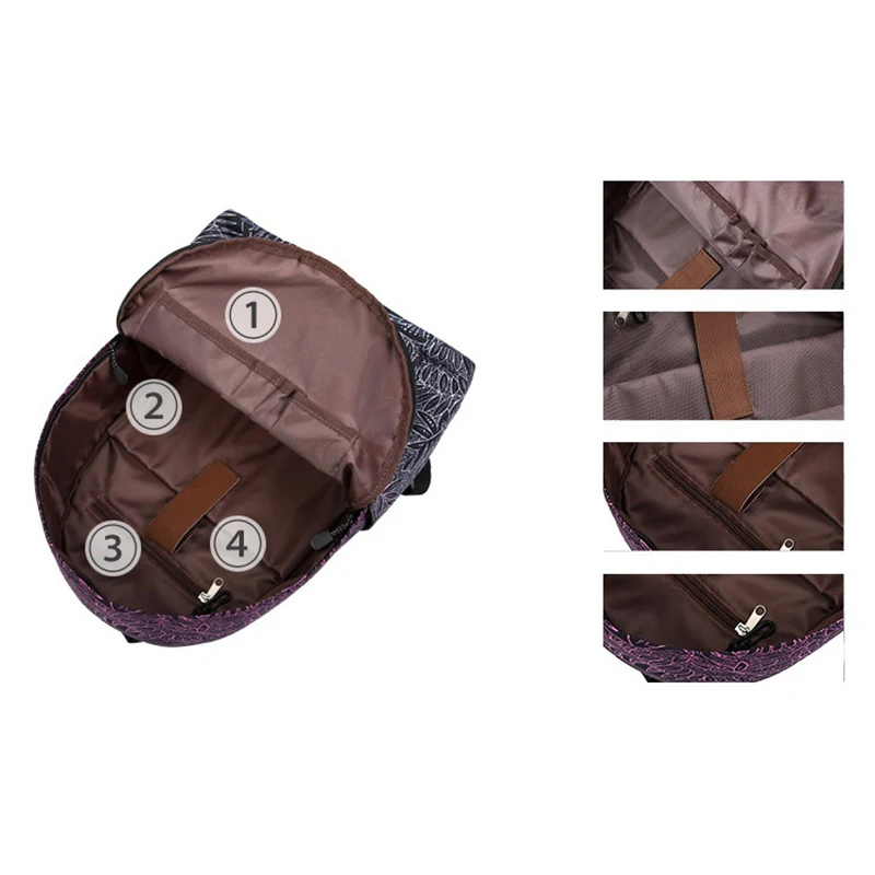 Модный женский холщовый рюкзак градиентный фиолетовый лист школьные рюкзаки школьная сумка для подростков девочек Открытый Дорожный