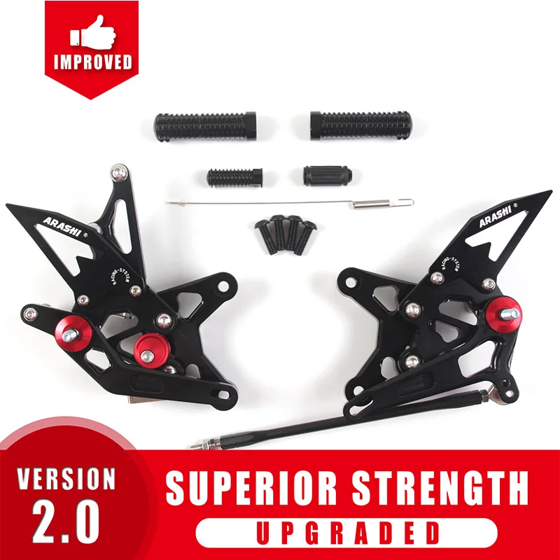 Arashi для KAWASAKI NINJA ZX6R Rearset регулируемая подножка для ног Peg задний Набор ZX-6R ZX636 2009 2010 2011 2012 2013 алюминий - Цвет: Black