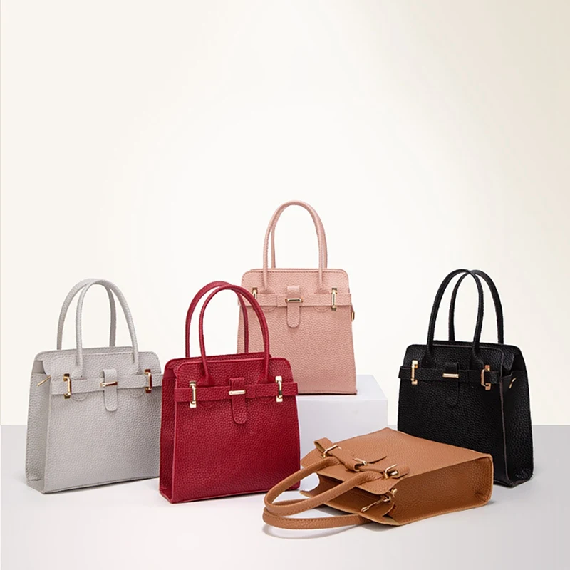 

2020 New Arrival Women's PU Leather Handbag Litchi Pattern Solid Crossbody Bag Zipper Shoulder Bag Best Gift