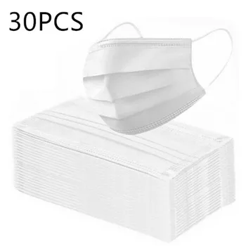 

3 Layers 30PCS Dustproof Face Mask Unisex Facial Protective Cover Masks Disposable Mouth-muffle Blue Anti Pollution Respirator