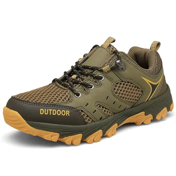 

Men Breathable Hiking Shoes Green Gray Outdoor Mountaineer Climbing Sneakers Non-slip Camping Shoes for Male Hiking Shoes Men