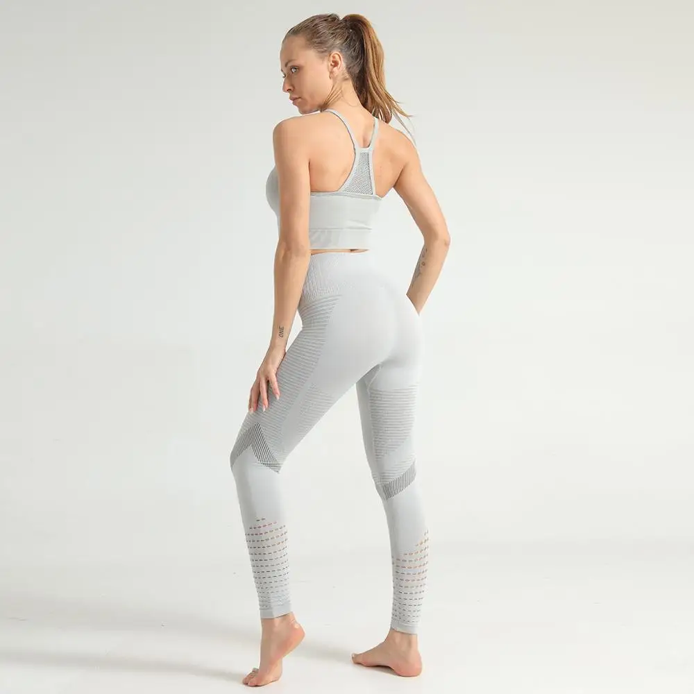 Спортивный костюм из 2 предметов бесшовные комплекты для йоги спортивные штаны