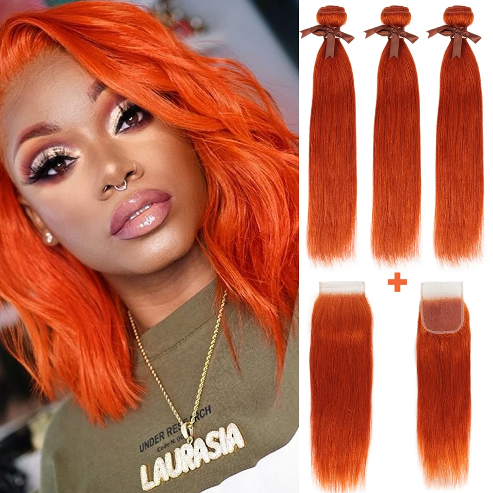 Cut Price Orange-Bundles Closure Blonde Brazilian-Hair Straight 613 Remy-Forte  ZJmAwml8